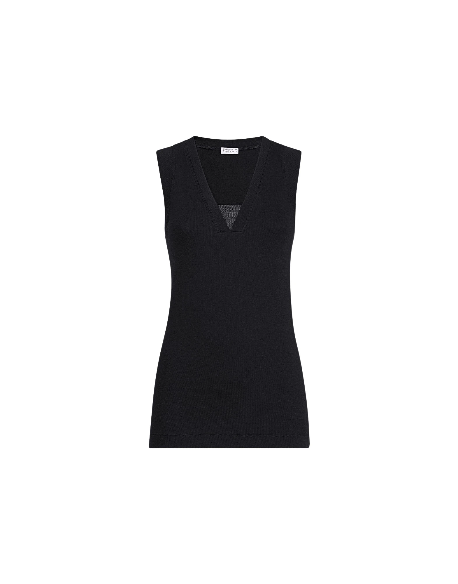 Brunello-Cucinelli-Jersey-T-shirt-with-Precious-Faux-Layering-in-Black82982_nobg Brunello Cucinelli Jersey T-shirt with Precious Faux-Layering in Black Top