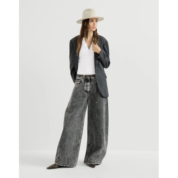 Brunello Cucinelli Jersey T-shirt with Precious Faux-Layering in White Top, view 6