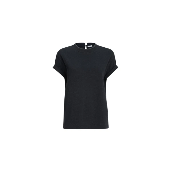 Brunello Cucinelli Jersey T-shirt with monili in Anthracite Top