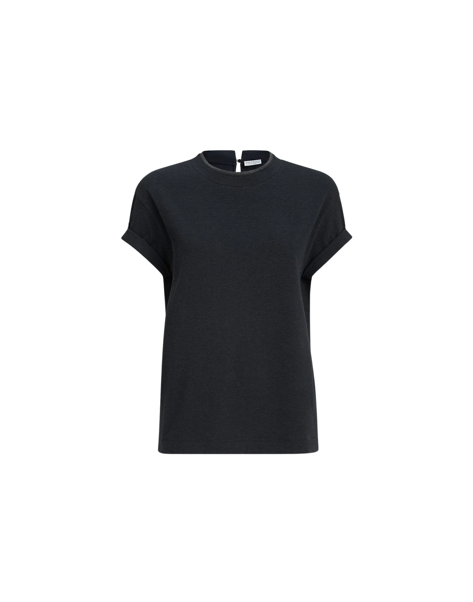 Brunello Cucinelli Jersey T-shirt with monili in Anthracite Top