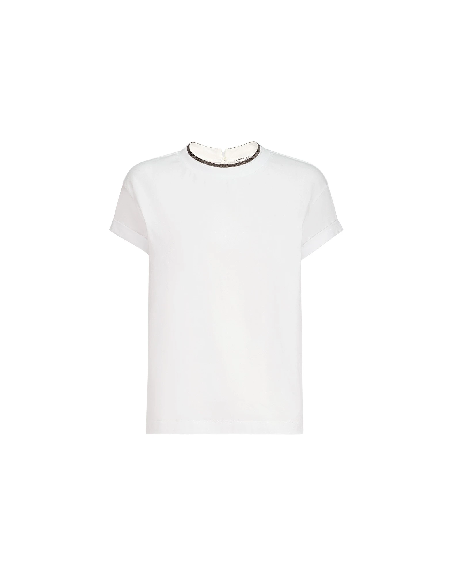 Brunello Cucinelli Jersey T-shirt with monili in White Top