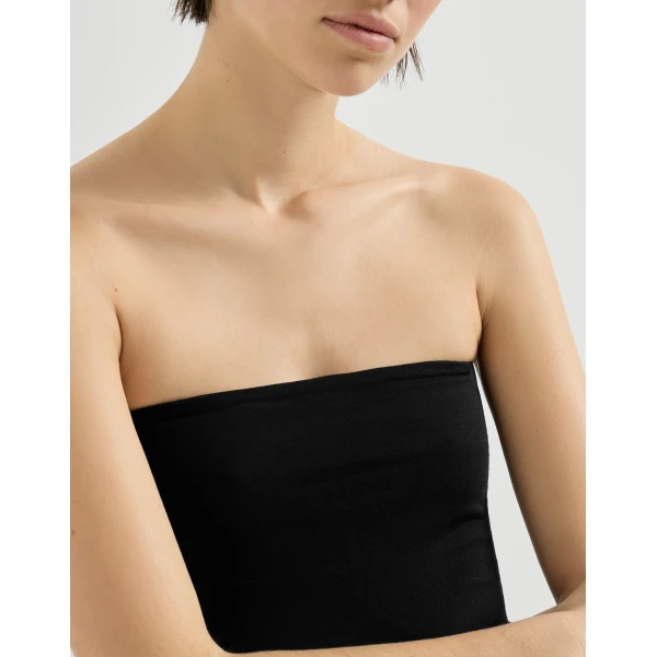 Brunello Cucinelli Jersey bandeau top in Black, view 4
