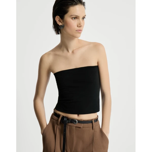 Brunello Cucinelli Jersey bandeau top in Black, view 5