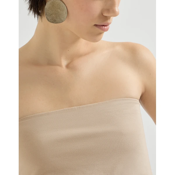 Brunello Cucinelli Jersey bandeau top in Sand, view 4