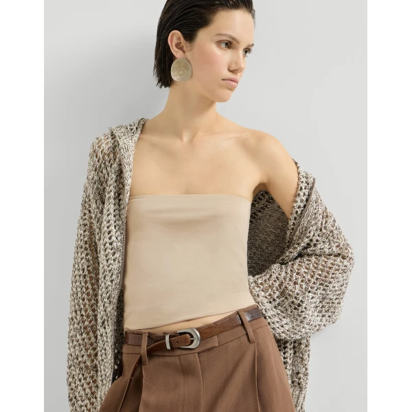 Brunello Cucinelli Jersey bandeau top in Sand, view 5