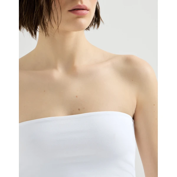 Brunello Cucinelli Jersey bandeau top in White, view 4