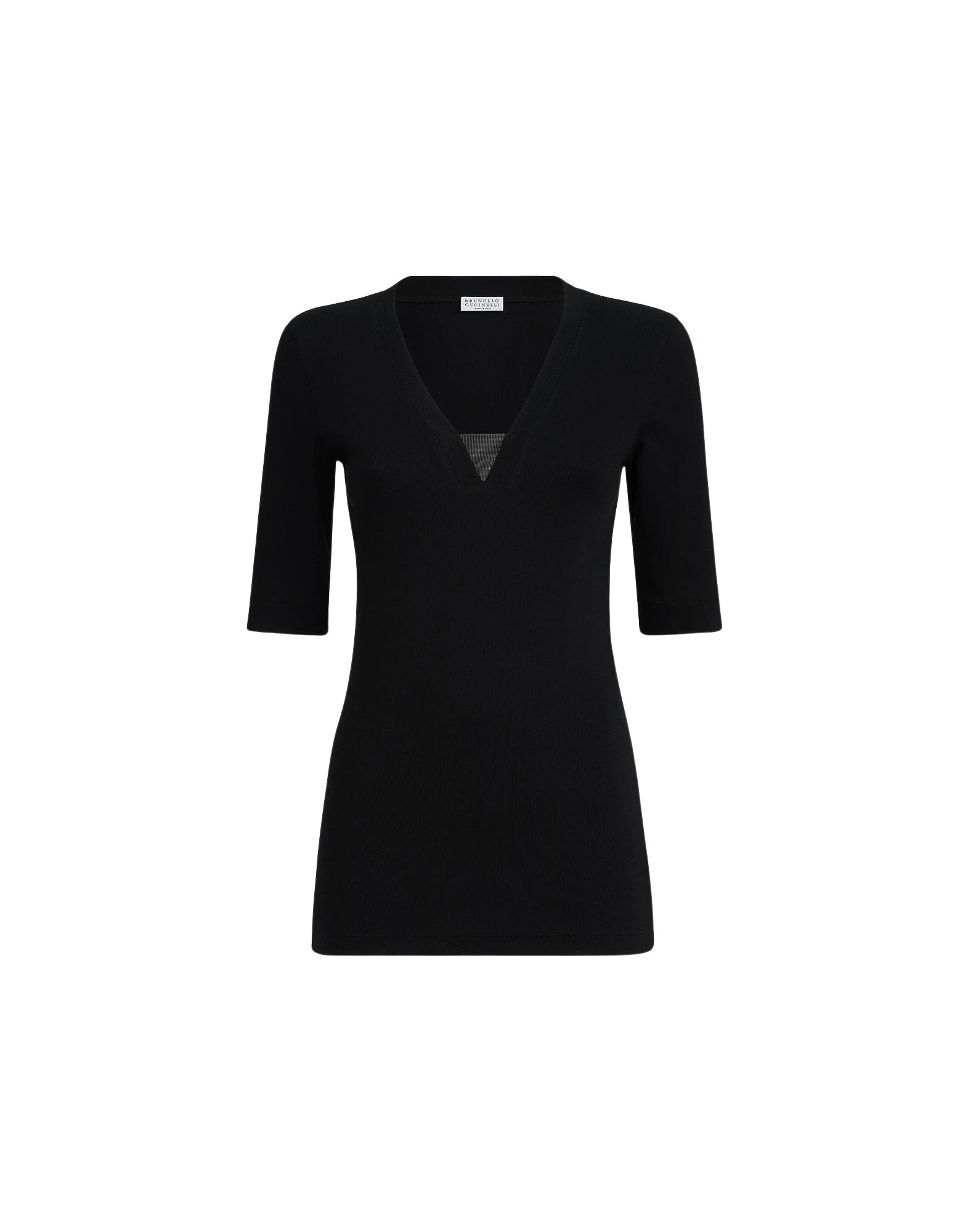 Brunello Cucinelli Jersey top with Precious Insert in Black