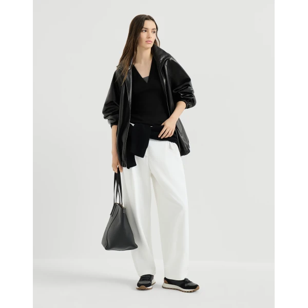 Brunello Cucinelli Jersey top with Precious Insert in Black, view 6