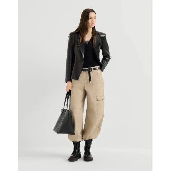 Brunello Cucinelli Jersey top with Precious Insert in Black, view 6