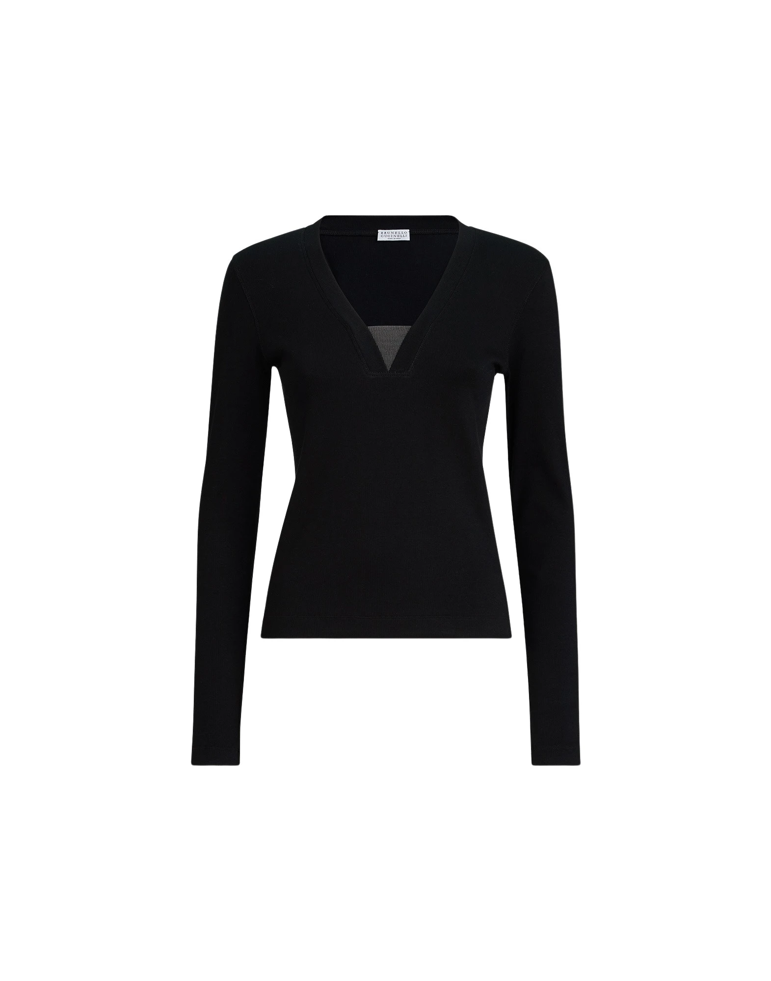 Brunello Cucinelli Jersey top with Precious Insert in Black