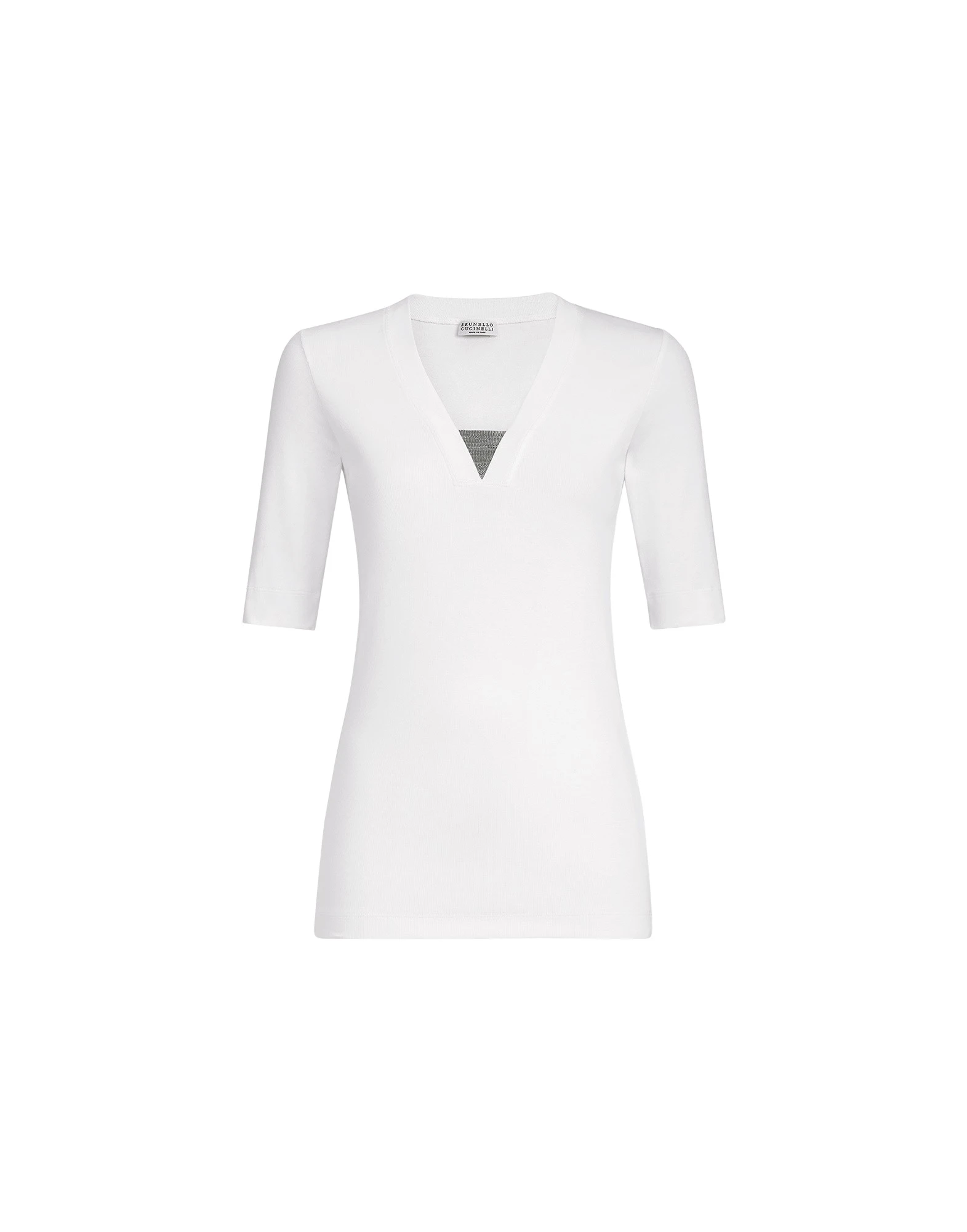 Brunello Cucinelli Jersey top with Precious Insert in White