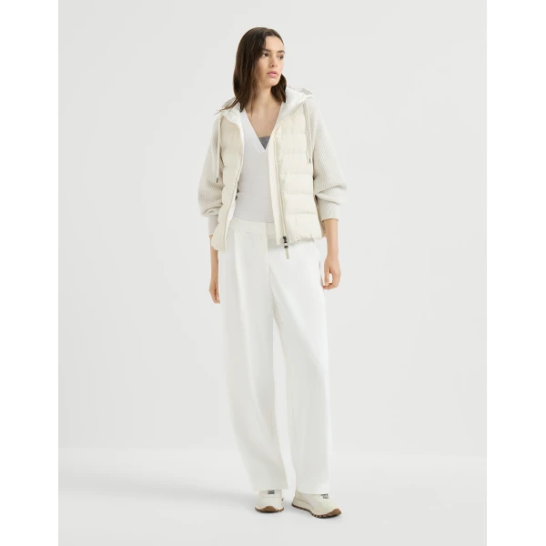 Brunello Cucinelli Jersey top with Precious Insert in White, view 6