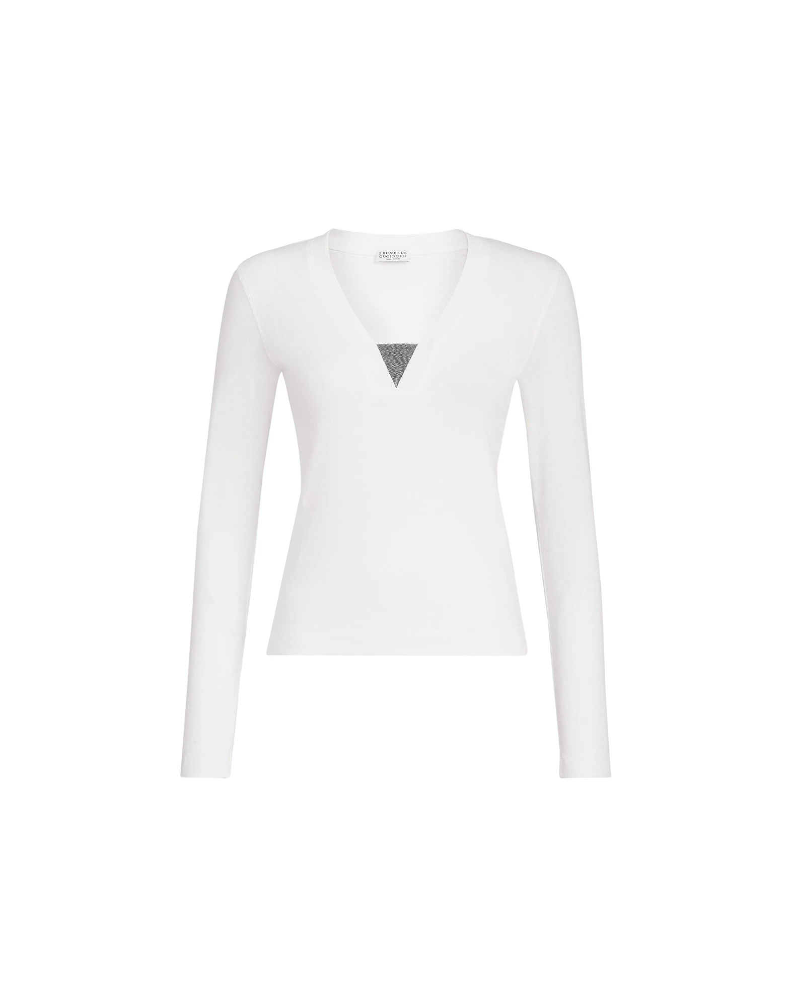 Brunello Cucinelli Jersey top with Precious Insert in White