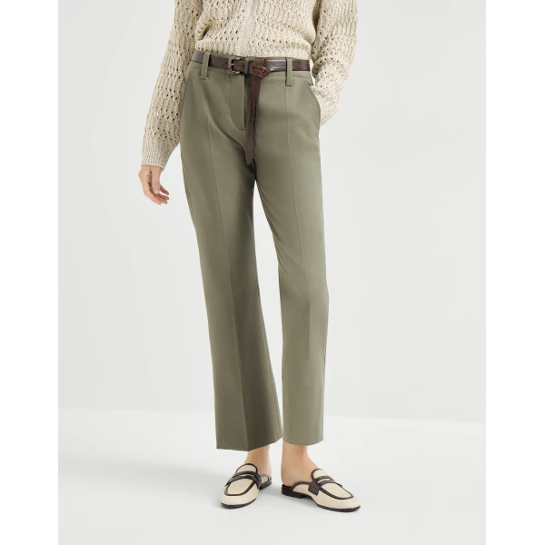 Brunello Cucinelli Kickflare Cigarette trousers in Olive, view 2