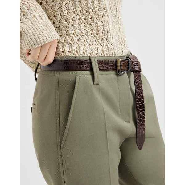 Brunello Cucinelli Kickflare Cigarette trousers in Olive, view 4