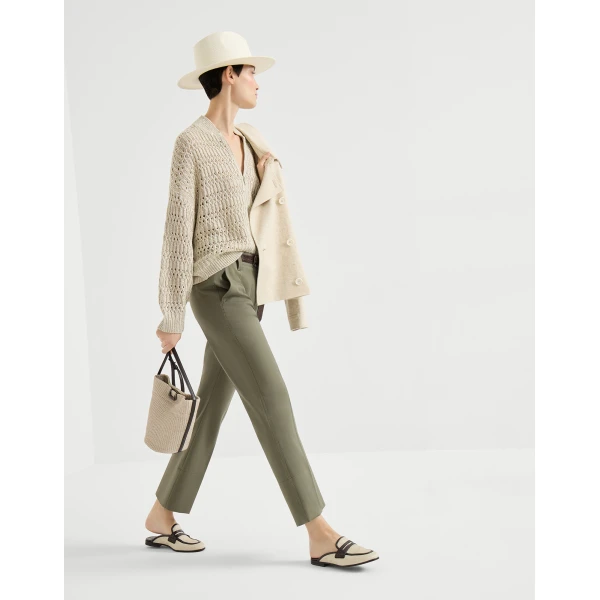 Brunello Cucinelli Kickflare Cigarette trousers in Olive, view 5