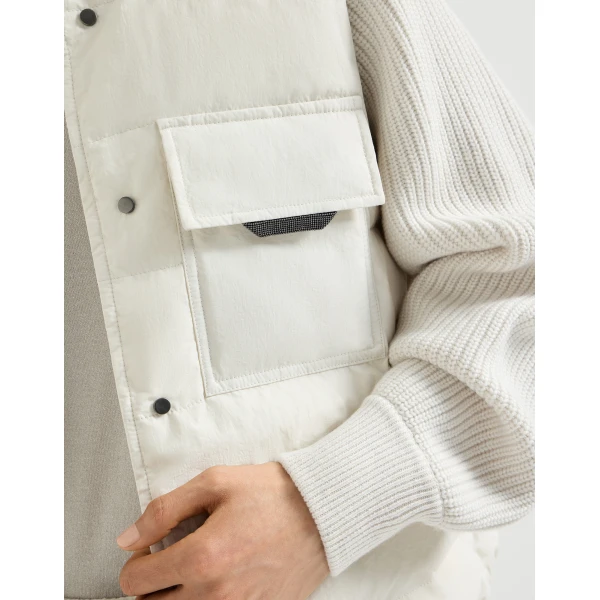 Brunello Cucinelli Knit down coat in Ivory, view 4