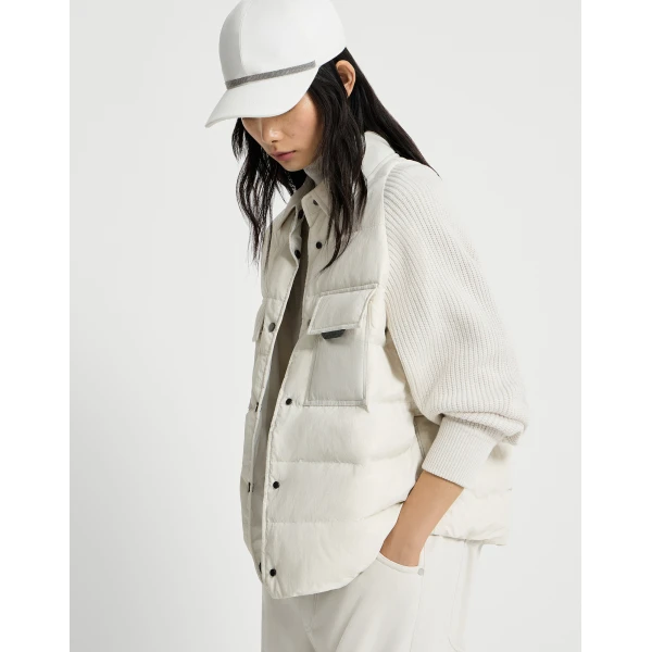 Brunello Cucinelli Knit down coat in Ivory, view 5