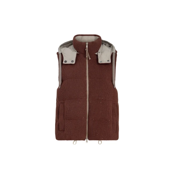 Brunello Cucinelli Knit down vest in Bordeaux