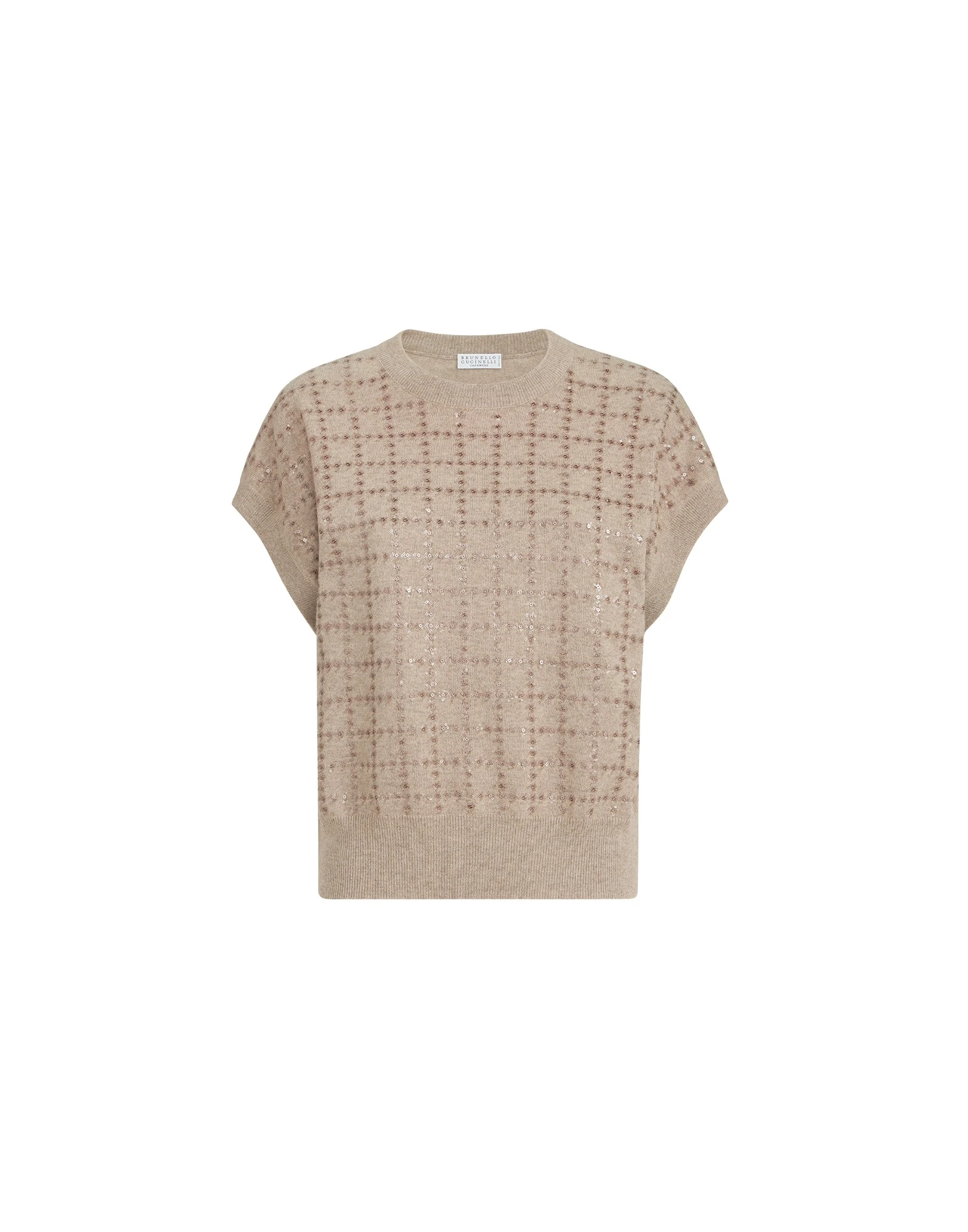 Knit with dazzling windowpane embroidery