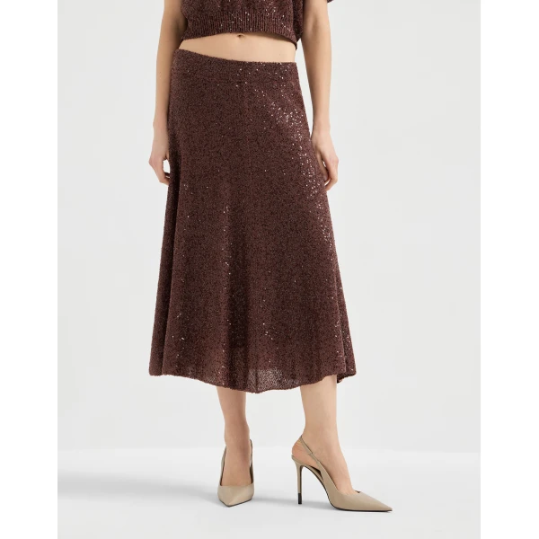 Brunello Cucinelli Knitted skirt in Bordeaux, view 2