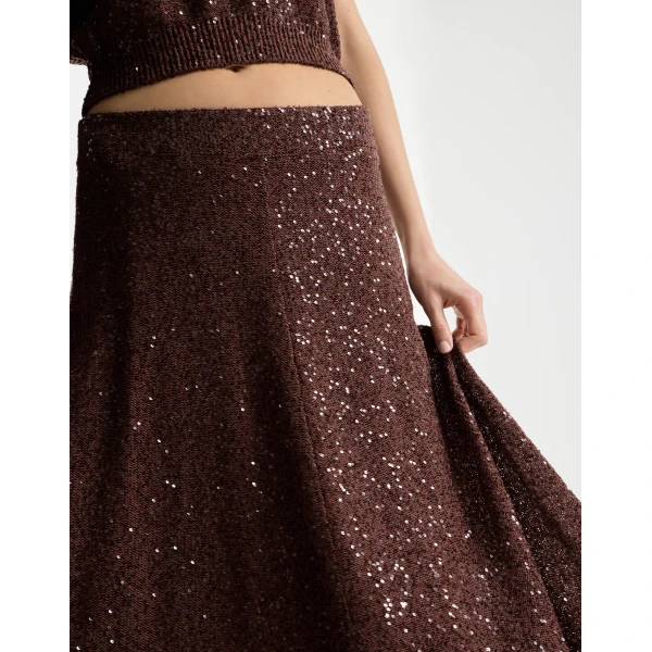 Brunello Cucinelli Knitted skirt in Bordeaux, view 4