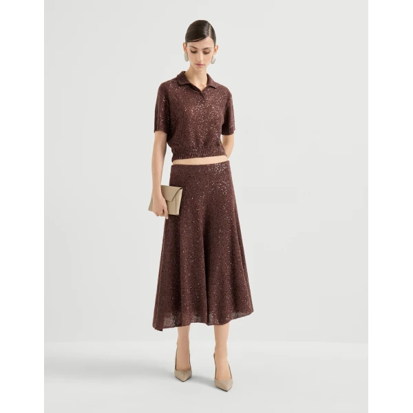 Brunello Cucinelli Knitted skirt in Bordeaux, view 6