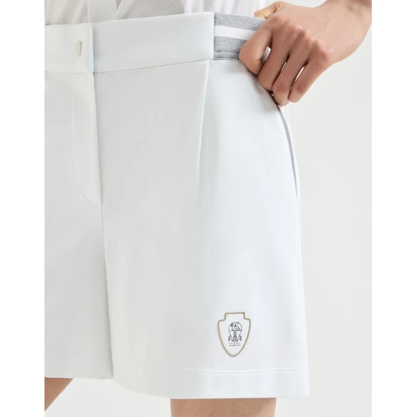 Brunello Cucinelli Lightweight French terry shorts in White, view 4