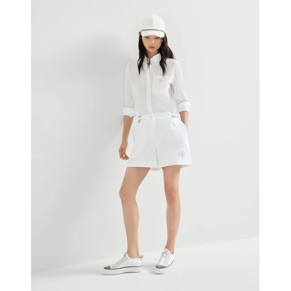 Brunello Cucinelli Lightweight French terry shorts in White, view 5
