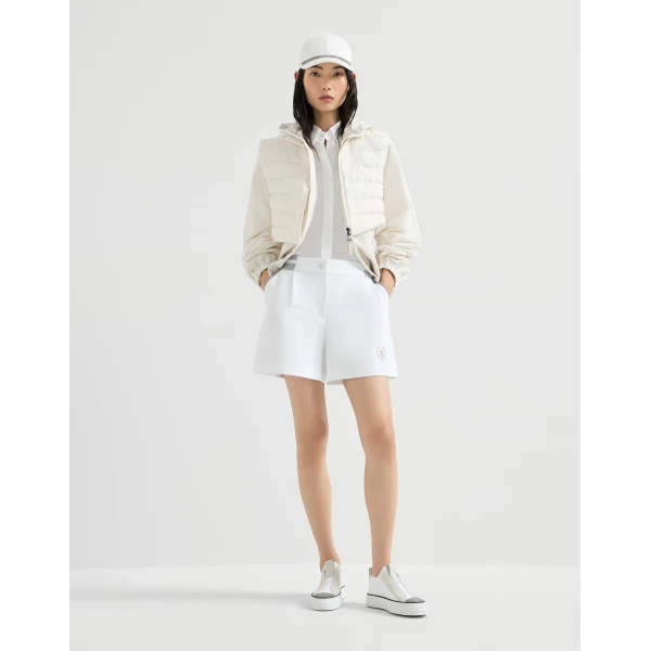 Brunello Cucinelli Lightweight French terry shorts in White, view 6