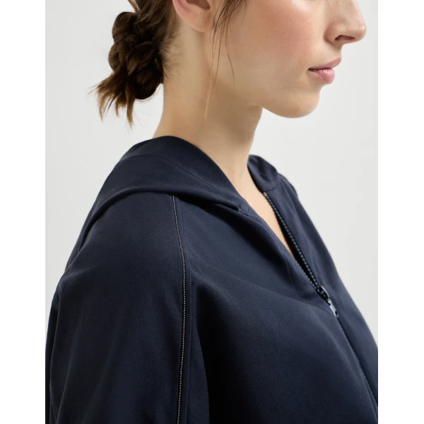 Brunello Cucinelli Lightweight French terry sweatshirt in Blue Jacket, view 4