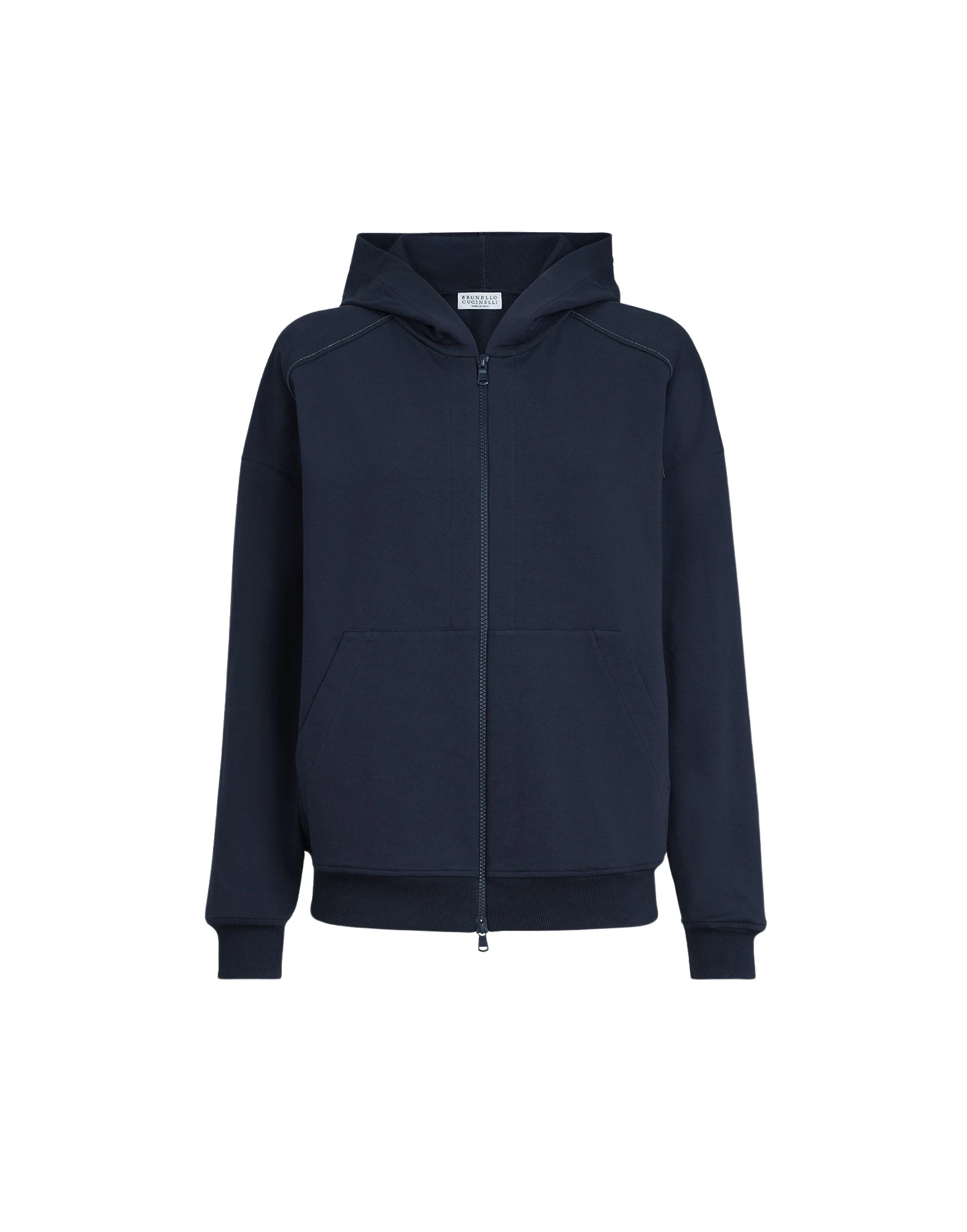 Brunello Cucinelli Lightweight French terry sweatshirt in Blue Jacket