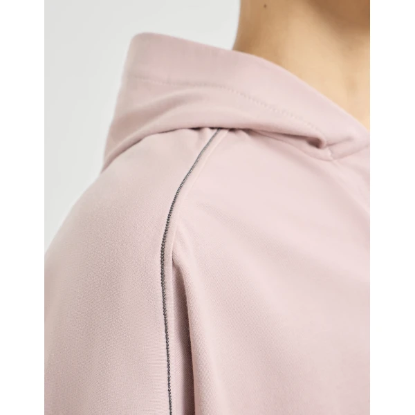 Brunello Cucinelli Lightweight French terry sweatshirt in Pink Jacket, view 4
