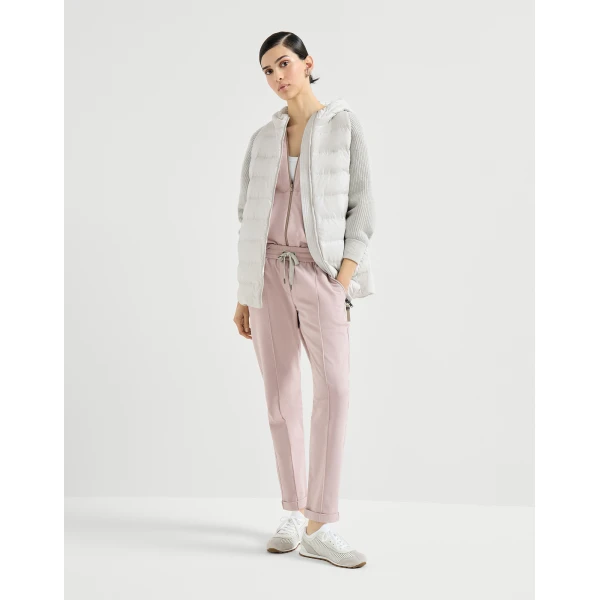 Brunello Cucinelli Lightweight French terry sweatshirt in Pink Jacket, view 6