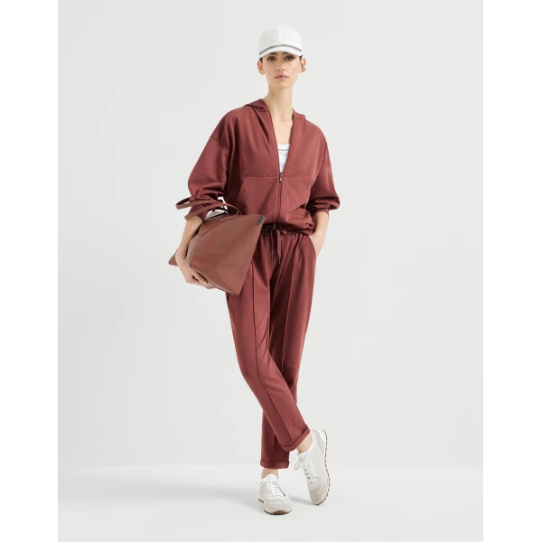 Brunello Cucinelli Lightweight French terry sweatshirt in Red Jacket, view 6