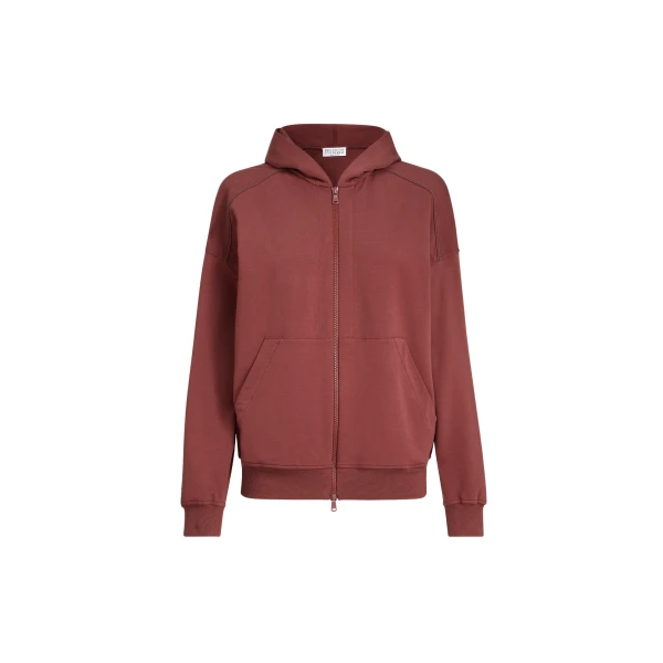 Brunello Cucinelli Lightweight French terry sweatshirt in Red Jacket