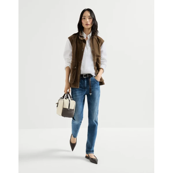 Brunello Cucinelli Linen and cotton Diamond yarn sweater in White, view 6