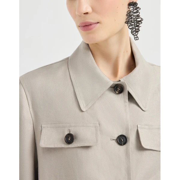 Brunello Cucinelli Linen diagonal jacket in Beige, view 4