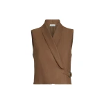Brunello Cucinelli Linen diagonal vest in Mou