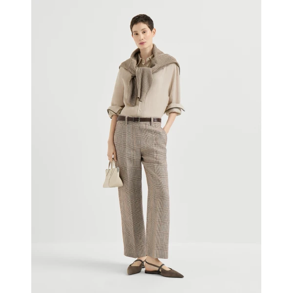 Brunello Cucinelli Linen shirt with monili in Beige, view 6