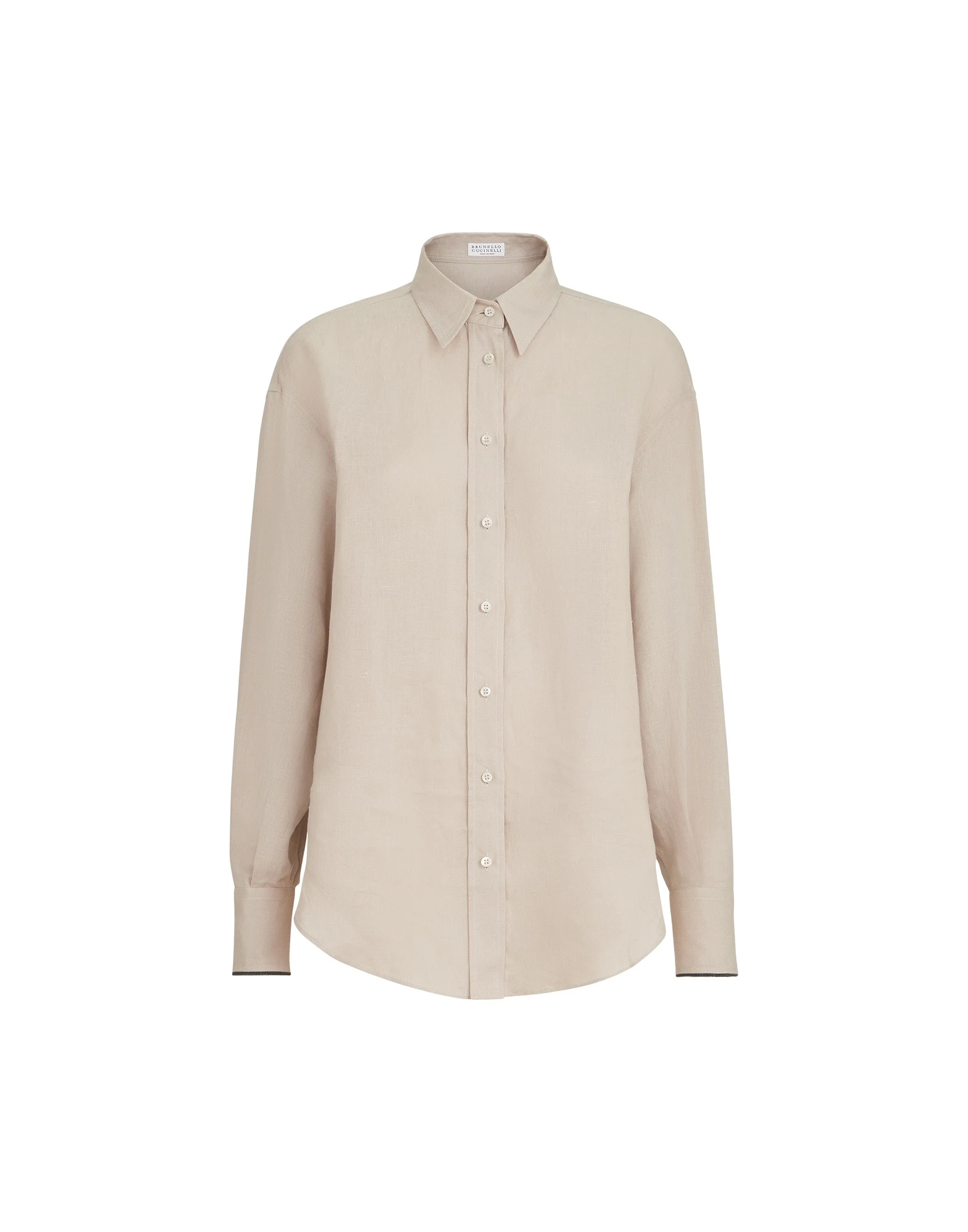 Brunello Cucinelli Linen shirt with monili in Beige