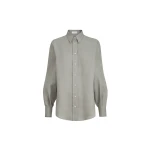 Brunello Cucinelli Linen shirt with monili in Khaki