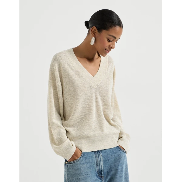 Brunello Cucinelli Linen sweater in Buff, view 2