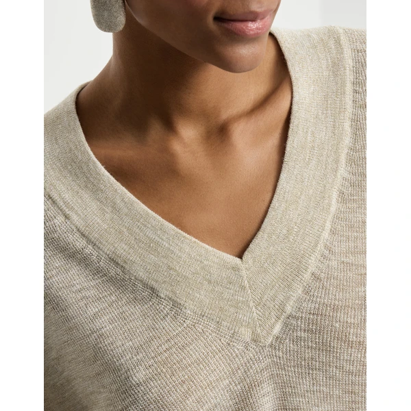 Brunello Cucinelli Linen sweater in Buff, view 4
