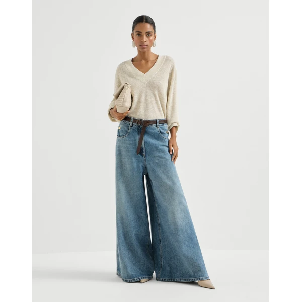 Brunello Cucinelli Linen sweater in Buff, view 6