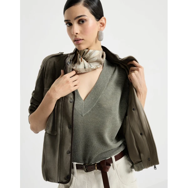 Brunello Cucinelli Linen sweater in Khaki, view 5