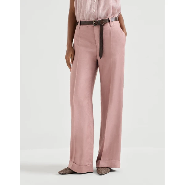 Brunello Cucinelli Loose Flared Trousers in Pink, view 2