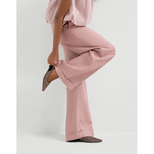 Brunello Cucinelli Loose Flared Trousers in Pink, view 5