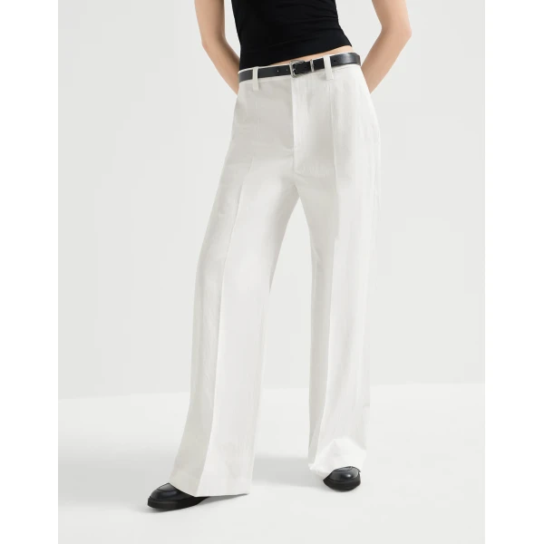 Brunello Cucinelli Loose Flared Trousers in White, view 2