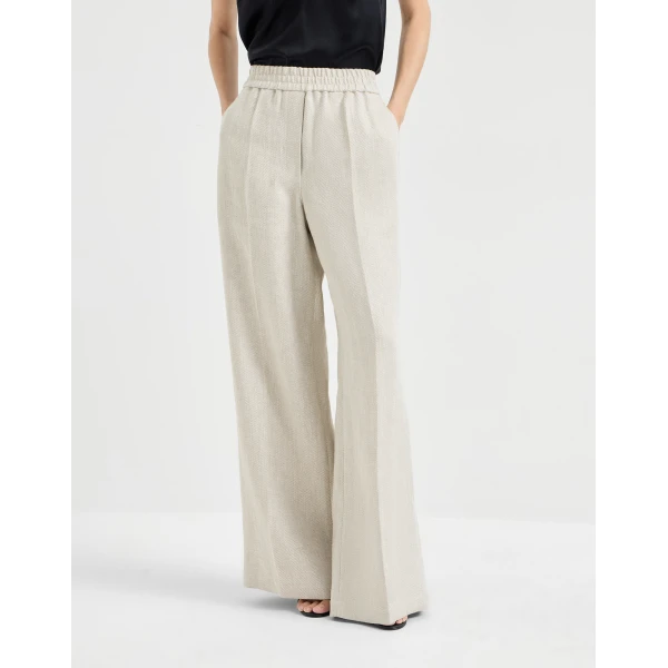 Brunello Cucinelli Loose Track trousers in Beige, view 2